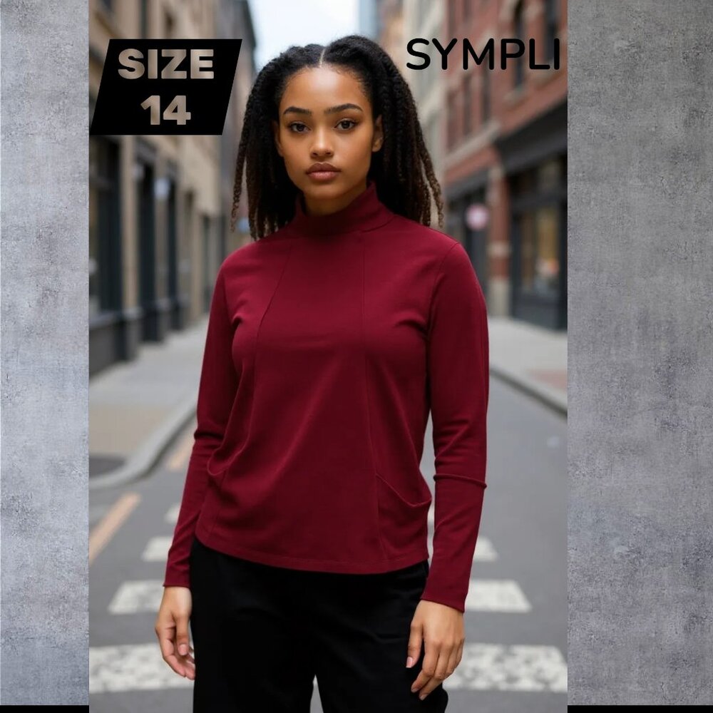 SYMPLI - Boxy Top - Pomengranate - Size 14 - NWT